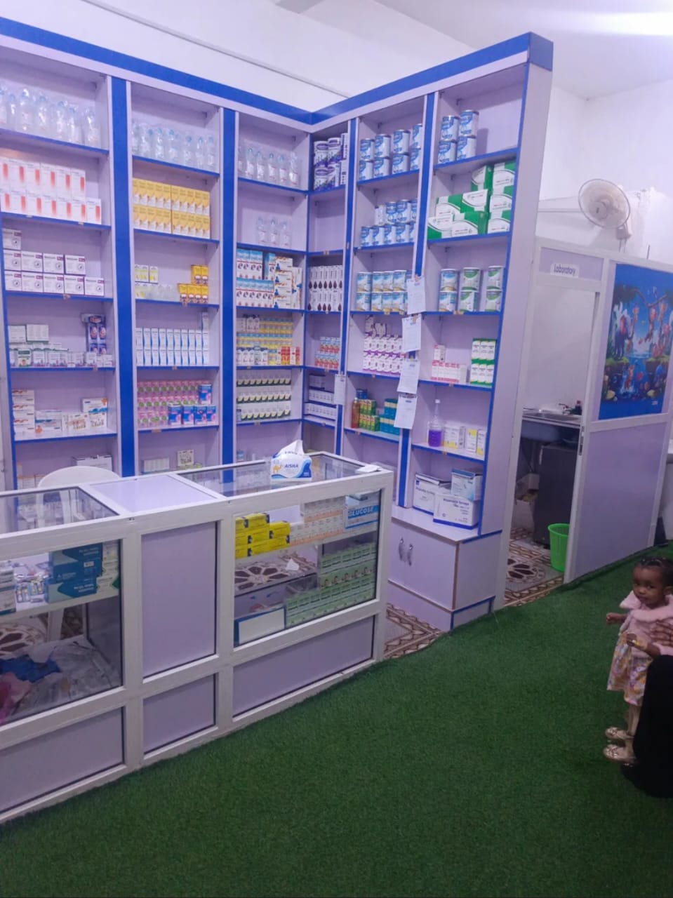 Pharmacy and medicine area inside Kaalmo Clinic